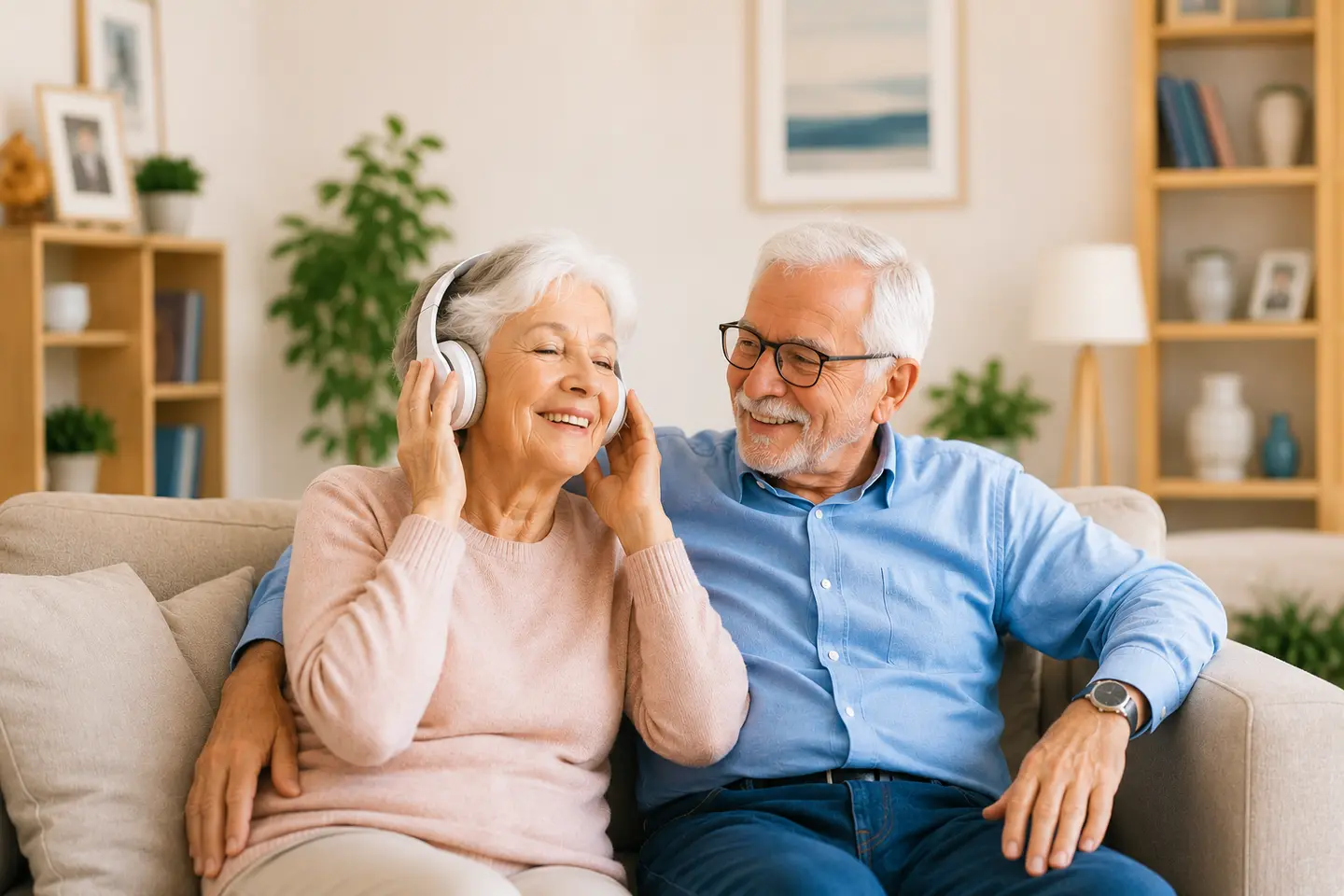seniors écoutant la musique
